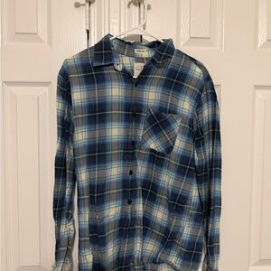 American Eagle Outfitters Blue and White Plaid Shirt